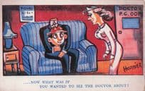 Decapitated Head Man Comic Gory Grotesque Old Postcard