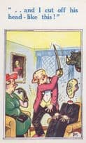Decapitated Priest Beheading Barber 2x Comic Postcard s