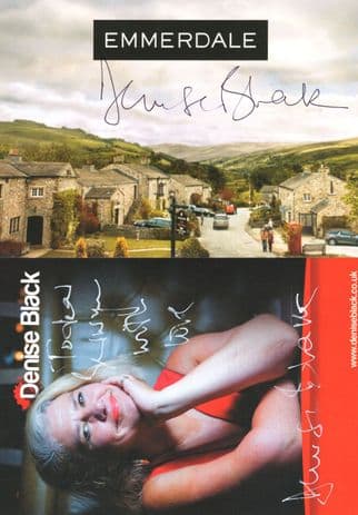 Denise Black as Joanie Wright Emmerdale 2x Rare Hand Signed Cast Photo s