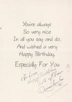 Dennis Taylor Snooker Hand Signed Birthday Card