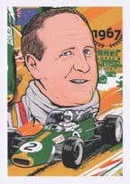 Denny Hulme New Zealand F1 Motor Racing Race Driver Painting Postcard