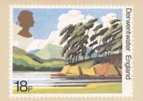 Derwentwater River Mountains Keswick Painting Royal Mail Stamp Postcard