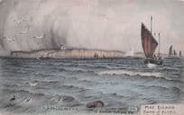 Disaster Storm at May Island Boats Firth Of Forth Phillimore Old Postcard