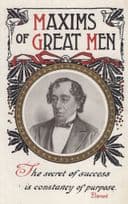 Disraeli PM Maxims Of Great Men Rare Antique Metallic Gold Postcard
