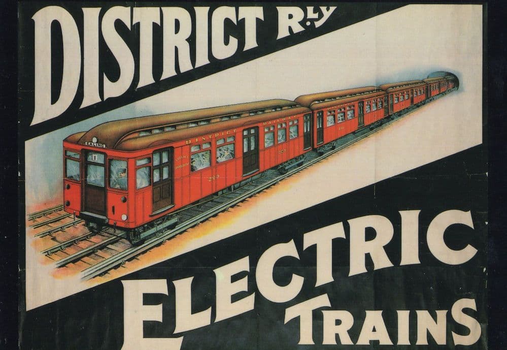 District By Electric Trains 1908 London Underground Poster Postcard