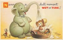 Dog Bath With Elephant Bamforth Comic Greetings Postcard