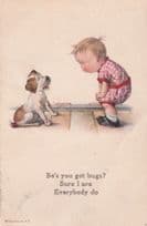 Dog Has Bugs Fleas Antique Comic WW1 Postcard