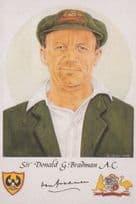 Donald G Bradman Australian Cricket Printed Signed Painting Card