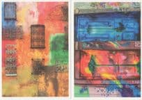 Doors & Windows Colour Explosion Artist Painting 2x German Postcard s