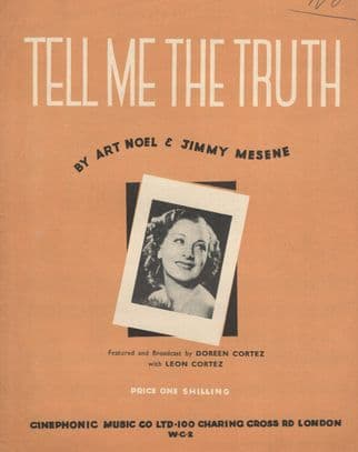 Doreen Cortez Tell Me The Truth Art Noel Rare Sheet Music