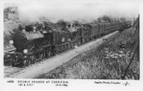 Double Headed Train at Cheriton in 1924 Pamlin Prints Railway RPC Postcard