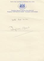 Douglas Hurd Conservative MP Hand Signed Headed Paper