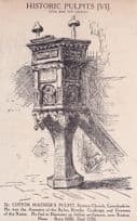 Dr Cotton Mathers Pulpit Historic Old Lincolnshire Postcard