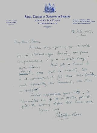 Dr James Paterson Ross Historic Royal Surgeon To Queen Elizabeth II Hand Signed Letter