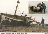 Dunwich Fisherman Remove WW2 Military Mine Suffolk Postcard