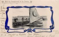 Durban Yacht Club Pier South Africa Ribbon Amazing Old Postcard