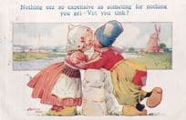 Dutch Holland Windmill Language Accent Comic 1930s Old Postcard