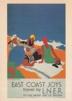 East Coast Joys Travel By LNER Railways Advertising Poster Postcard