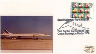 East Midlands To Paris Airport 1979 Concorde 29 First Flight Derby FDC