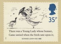 Edward Lear There Was A Young Lady Poem RMPQ Stamp Postcard