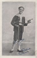 Edwardian Comedian With Toy Cello Bass Antique Hand Signed Postcard