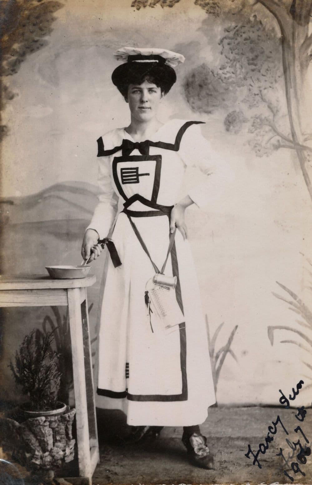 Edwardian Lady in Fancy Dress Signed 1906 Old RPC Postcard