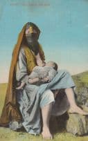 Egypt Native Arab Woman And Her Child Antique Egyptian Postcard