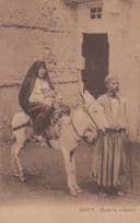 Egyptian Mother & Child Horse Ride Ready For A Journey Antique Egypt Postcard