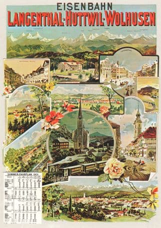 Eisenbahn Langenthal Huttwil Wolhusen Swiss 1901 Timetable Railway Postcard