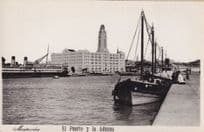 El Puerto Y La Aduana Fishing Boats Montevideo Uruguay Real Photo Postcard