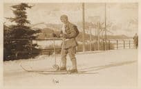 Elderly Lady Skier at Pontresina Switzerland Skiing RPC Old Postcard