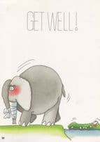 Elephant Trunk In First Aid Sling Plastercast Comic Animal Postcard
