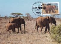 Elephant Ugandan Kampala African WWF Stamp First Day Cover Postcard