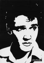 Elvis Presley Stunning Vintage Shadow Sketch Art Postcard