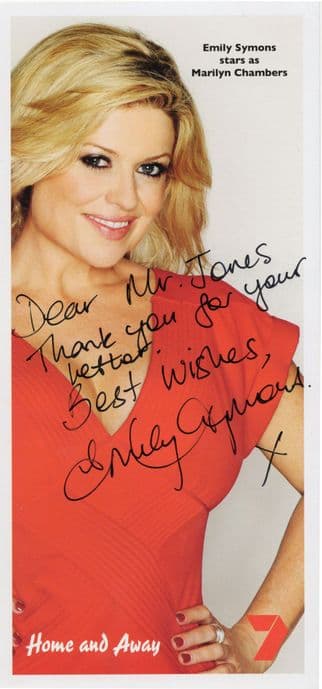 Emily Symons as Marilyn Chambers Home & Away RARE Hand Signed Photo