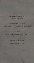 Empress Of Britain Canadian Pacific Passenger Ship List 1931 Book -let