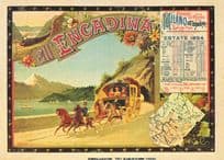 Engadina Milano Italy St Moritz Switzerland 1894 Train Timetable Postcard