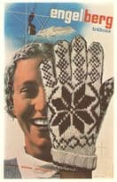 Engelberg Trubsee Wool Knitted Gloves Luftseilbahn 1935 Swiss Poster Postcard