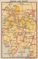 English Lake District Embossed Leaf Map Old Postcard