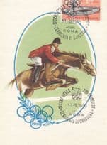 Equestrian Horse Jumping Olympic Games Postcard Vintage 1960 First Day Cover