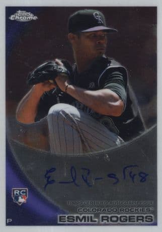 Esmil Rogers Colorado Rockies Hand Signed Baseball Trading Card