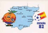 Espana World Cup 82 Spain 1982 Football Stadium Map Postcard