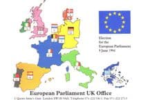 European Parliament Election 1994 Map Political Postcard