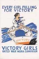 Every Girl Pulling For Victory WW2 Poster Postcard