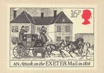 Exeter Victorian Mail Coach Disaster Attack Drawing Painting Postcard
