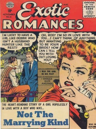 Exotic Romances 1950s Comic Book I Wont Marry Marriage Postcard