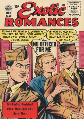 Exotic Romances 1950s Love Comic Book Military Romance Postcard