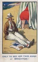 Face as Big Bum Overweight Lady Brighton Risque Old Comic Postcard