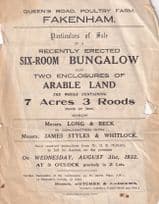 Fakenham 7 Acre Bungalow 1932 Antique Crown Hotel Ephemera