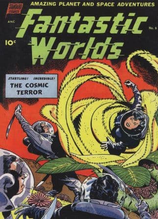 Fantastic Worlds 1950s Sci Fi Comic Book Cosmic Terror Postcard